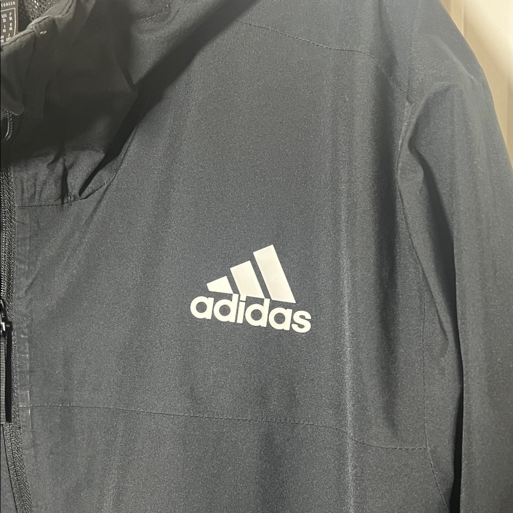 Adidas Black Windbreaker 3-stripes Hooded Jacket XL - Picture 4 of 9